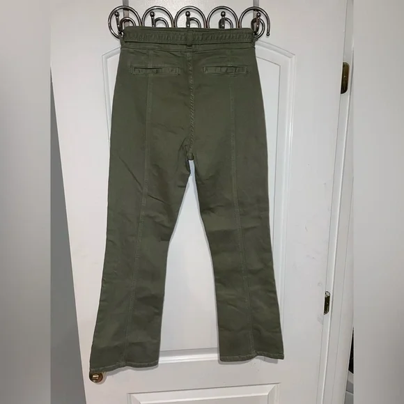 New! Derek Lam 10 Crosby Dean Utility Flare Olive Green Tie Waist Jeans 💚27 NWT! - Picture 12 of 15
